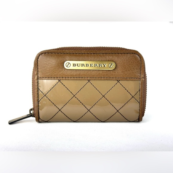 💎BURBERRY Logo Quilted Leather Zip Around Coin Purse Wallet - Picture 2 of 12